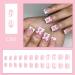 Shop Bows Press on Nails - Short Square White French Tip 24Pcs with 3D Resin Bow Charm - Glossy Nude Pink Full Cover for DIY Manicure - Buy Online on GoSupps.com