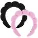 YUXIANLB Spa Headbands for Women Set of 2 Sponge Headband for Washing Face or Facial Skincare Headband Makeup Headbands for Women Terry Towel Cloth Fabric Puffy Shower Hair Accessory(Pink Black) Pink & Black 2