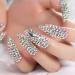 3D Rhinestone Art Deco Long Almond Fake Nails - Shiny Acrylic Gem Set (24 Pcs) - Buy Online on GoSupps.com