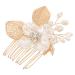 FRCOLOR Gold Leaf Side Comb Decorative Hair Combs Bridal Hair Clips Hair Side Comb Hair Comb for Wedding Bride Headpiece Hair Comb Clip Hair Accessories for Bride Leaf Hair Comb