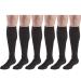 Compression Socks 20-30 mmHg Men's Dress Socks Knee High Over Calf Length Black X-Large (6 Pairs) X-Large Black