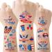 4th of July Decorations Temporary Tattoos Accessories Decor  65Pcs 12 Sheets Patriotic Independence/Memorial/Labor Day Decorations American Flag Body Face Art Stickers
