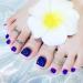 Yienate false nail for toes chic exquisite bling bride bride king blue full diamond summer fake nail for toes complete cover nail tips toenails 24 hours
