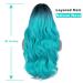 FAVE Ombre Bluish Green Long Wavy Wig for Women - Heat Resistant Synthetic Hair Mermaid Wig - Cosplay Party Teal Blue Wig (1B to Bluish Green) - Buy Online on GoSupps.com