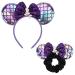 Shiny Mouse Ears Headband & Sequin Velvet Scrunchie Set - Mermaid Theme for Girls, Women, Kids | Birthday Party Hair Accessories - 2 Pcs - Buy Online on GoSupps.com