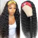 Headband Wigs Deep Wave Human Hair Wig for Black Women 150% Density Brazilian Virgin Human Hair None Lace Front Wigs Machine Made Wigs Glueless Headband Curly Human Hair Wigs 18 Inch 18 deep wig