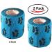 Vet Wrap Tape 2 Inch 2 Pack Blue with Black Paws - Self Adherent Cohesive Flex Bandage for Pets - Buy Online on GoSupps.com