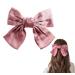scicent Hair Clips Big Bow Hair Clip Solid Color Large Bowknot Hairpin Hair Clip with Long Silky Satin Tail Hair Barrettes Accessories for Girls Women Pink - 9909