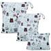 Damero 3 pieces of diaper bag Wetbag reusable nast pockets for on the go wetbag diaper bags for babies diapers dirty clothes and other accessories (cat)