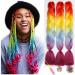 Showjarlly Kanecalon Kunsthaar Hair KanCalon Hair Braids Extension Ombre Jumbo Braid Hair extension 24 " Kanecalon braids Box Hair Kunsthaar Hair for braiding/yellow/blue/purple red# 61cm-24 inch (3 Pack) orange/yellow/blue/purple red