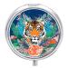 Pill Box Pill Case 3 Compartment Travel Pill Box Tropical Tiger Print Printing Small Pill Box Portable Medicine Pill Case Pill Organizer for Purse & Pocket for Travel Handbag (Round)