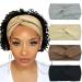 DRESHOW 4 Pack Girls Turban Wide Headbands for Women Headwraps Knotted Elastic Yoga Workout Solid Color Hair Accessories 4 Pack Ribbing Cross Headbands C