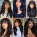 WAVE&BREEZE Black 18 Inch Wavy Curly Hair Wig with Bangs - Heat Resistant Synthetic Replacement for Women - Party Costume Wig - Natural Black - Buy Online on GoSupps.com