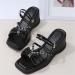 Shop XTZ YGLD Women's Wedge Sandals - Rhinestone Open-Toe Beach Shoes for Spring & Summer | Black 6.5 UK - Buy Online on GoSupps.com