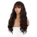ENTRANCED STYLES Dark Brown Wig with Bangs, Long Wavy Wigs for Women Blonde Highlights Wig Natural Looking Heat Resistant Synthetic Wigs Daily Party Use Mix Brown