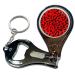 BadgeBeast.co.uk Red Leopard Print - Key Ring Bottle Opener and Nail Clipper