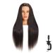 Hairingrid 26"-28" Mannequin Head Hair Styling Training Head Manikin Cosmetology Doll Head Synthetic Fiber Hair and Free Clamp Holder (Black)