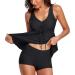 Modest Tankini Swimsuit Set | Floral Print Tank Top with Boyshorts | Tummy Control | X-Large Black - Buy Online on GoSupps.com