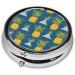 Gold Pineapple Mini Round Pill Box - 3 Compartment Travel Organizer | Portable Medicine Case for Home & Office - Buy Online on GoSupps.com