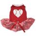 Petitebella Baseball Heart Puppy Dog Dress (Red/Fine Stripes, Small) Small Red/Fine Stripes