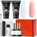 Modelones Poly Nail Gel Kit 30ml 2PCS Clear Nude Colors Nail Extension Gel with Slip Solution New Version Builder Enhancement Professional Starter Kit All-in-One Nail Technician French Kit