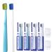 DENTSHIELD 4 Pcs Orthodontic Toothbrush for Braces U-Shaped Soft Bristle with 4 Toothbrush Head Cover(Blue+White (4 Pack) 4 Count (Pack of 1)