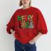 Plus Size Women's Christmas V Neck Sweatshirt - Funny Xmas Graphic Tunic Blouse | Holiday Shirts - Gray - X-Large - Buy Online on GoSupps.com