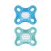 MAM Comfort Schnuller in the 2 Set particularly small and light baby pacifier for early & newborns made of 100% silicone with soft MAM SkinSoft suction part & pacifier box 0+ months blue/turquoise
