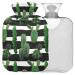 NAANLE hot water bottle with lid stripes cactus plant transparent hot water bottle 1l warm stimulus for menstrual cramps pain relief handfoots heat and cold therapy