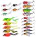 Aorace Fishing Lures Kit Mixed Including Minnow Popper Crank Baits with Hooks for Saltwater Freshwater Trout Bass Salmon Fishing Item-A 20pcs
