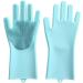 YUANstore Silicone Gloves Kitchen Cleaning Dishwashing Gloves Soft Scrubber Rubber Dish Washing Tools Kitchen Household Gadgets 1 Pair - Buy Online on GoSupps.com