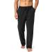 Pudolla Men's Cotton Yoga Sweatpants - Black Large | Open Bottom Athletic Lounge Pants with Pockets for Men - Buy Online on GoSupps.com