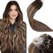 LAAVOO Extensions Real Hair Microring Balayage 40cm Loop Extensions Real Hair Ombre Dark Brown To Dark Ashblond Remy Real Hair Extensions Microring Real Hair Glatt 50g/S #4/18/4 40 cm 3.15micro #4/18/4