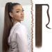 FESHFEN 24" Long Straight Wrap around Ponytail Extensions Synthetic Clip in Ponytail Hair Extensions Hairpiece for Women 24 Inch (Pack of 1) 8# Medium Chestnut Brown-Wrap Around
