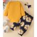 Koonde Baby Girl Outfit Set | 3-Piece Newborn to 24 Months Romper, Trouser & Headband | 0-3 Months | Yellow + Navy - Buy Online on GoSupps.com