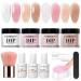 AZUREBEAUTY 12 Pcs Dip Powder Nail Kit, Summer Translucent Jelly Nude Milky White Pink Brown Sheer 4 Colors Dipping Powder Liquid Set with Base/Top Coat Activator for French Nail Art Manicure DIY Gift J-Nude Translucent