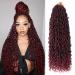 ZRQ 8 Packs Burgundy Goddess Locs Crochet Hair 24 Inch Ombre Boho Faux Locs Pre Looped Hipple Locs Curly Soft Locs Red River Locs Hair Extensions Tbug 24 Inch (Pack of 8) TBUG