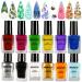 MAXCICI 12 Colors Nail Art Stamping Polish 8ML Nail Color Polish Air Dry Nail Printing Polish White Black Golden Silver Red Yellow Blue Nail Plates Polish 12 colors nail polish