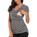 Love2Mi Maternity Nursing Shirt - Short Sleeve V-Neck Breastfeeding T-Shirt - Size L - Dark White Stripe - Buy Online on GoSupps.com