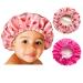 YANIBEST Baby Bonnet Infant Newborn Toddler Satin Silk Hair Bonnet for Baby Girl Boy Sleeping Kids Cap Hat 0-6 Months Strawberrt & Hot Pink