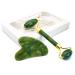 CMH EYE Gua Sha Stone and Jade Roller-Perfect Face Roller for Face Care-Dark Green Face Massager-Anti-Aging Wrinkles Puffiness Natural Jade Roller and Gua Sha Set.