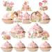Rngmsi Fairy Cupcake Toppers - 36PCS Fairy Birthday Party Decor Chic Flower Fairy Baby Shower Party Cupcake Topper Decor Girls Elves Fairy Birthday Party Cupcake Supplies Decor Pink Fairy Pink Fairy