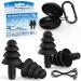 Ear Plugs for Airplane Ear Pressure Relief 2 Pairs Adults Soft Silicone Reusable Airplane Ear Plugs 26dB with Silicone Connector Cord Travel Essentials for Flying Ear Protection Earplugs for Plane Carbon Black