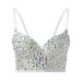 Sequins glittering women sexy - carrier top glitter crop top push up bh sparkle tank tank tops party vest sleeves tunic vest sequin carrier tops festive camisole vest streetwear white xs