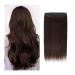 Hair Extensions One Piece Clip in Hair Fish Line Hair Extensions Human Hair Dark Brown Color #2 Clips Real Natural Brazilian Hair Apply Invisible Wire 16-26 Inch Natural Human Hair(18 inches)