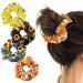 WIRESTER 4 Pcs Satin Hair Scrunchies  Silk Hair Ties  Soft Elastic Hair Bands Ponytail Holder  Silky Curly Hair Accessories for Women Girls - Sunflowers Daises Pattern