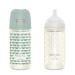 Suavinex 2 baby bottles made of glass 2 baby glass bottles x 240 ml with physiological sucker SX Pro made of silicone with anti-colic valve medium food flow (m) for babies +3 months Bonhomia green green 2 x 240 ml