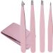 Buy Trixes 4-Part Eyebrow Tweezers Set - Stainless Steel with Leather Effect Case - Professional Precision Hair Plucking Tips - Pink - Buy Online on GoSupps.com