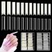 480 Pieces Extra Long C-Curve Nail Tips Extra Long U shape Curve Nail Tips XL Transparent Acrylic Nail Tips Half Cap False Nail Tips 12 Different Sizes for DIY Nails (Transparent Natural Colors) G1161397