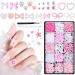 800Pcs 3D Nail Charms Pink White Multi Shapes Mix Bows Nail Charms Cute Pearls Heart Butterfly Blossom Bowknot with Manicure Pickup Tool for Women Girls Nail DIY Accessories